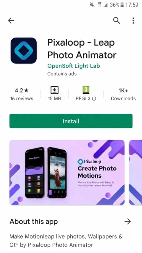 Install Pixaloop to Make Moving Images